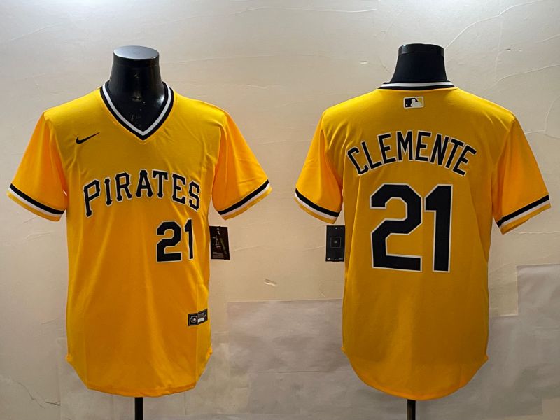 Men Pittsburgh Pirates #21 Clemente Yellow Throwback 2025 Nike MLB Jersey style 2->san francisco giants->MLB Jersey